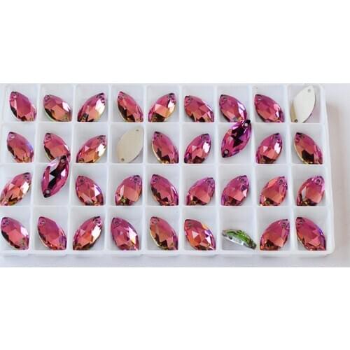 CTPA3bl 3223 Navette Button Rose Crystals Rhinestone Flatback Sewing 2 Holes NO Hotfix Rhinestones For DIY Wedding Dress