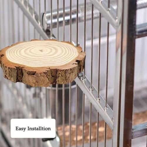 Bird Platform Pine Wood Standing Board Easy To Clean BirdSupplies Crosscut Wooden Platform Springboard Bird Supplies Utensils