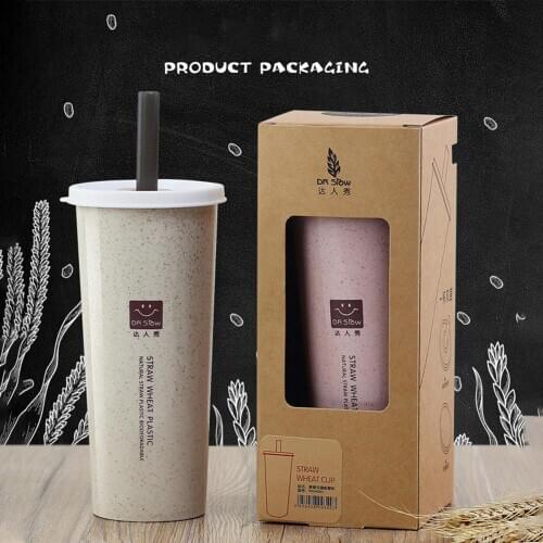 Eco-friendly 450ml Straws Drinking Cup Unbreakable Reusable Wheat Fiber Straw Coffee Cup for Travel Office Home Accessories