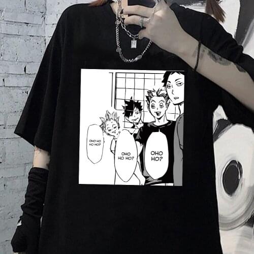 Janpanese Anime Oya Oya Oya Haikyuu T Shirt Men Tops Kuroo Cartoon T-shirt Karasuno Kawaii Fly High Graphic T Shirt Female