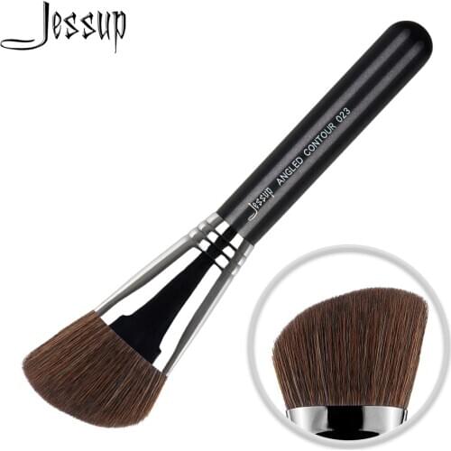 Jessup ANGLED CONTOUR Face Single Makeup brush 1pc High Quality Professional Fiber Hair Wooden Handle Black-Silver Beauty 023