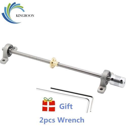 1 Set Vertical T8 Lead Screw Kit 3D Printer Parts KP08 Bearing Bracket Flexible Coupling 100 150 200 250 300 350 400mm Lead 8mm