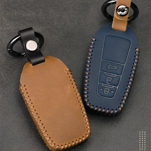 Leather Key Case For Car Toyota Camry CHR Corolla RAV4 Avalon Land Cruiser Prado Prius 2 3 Button 2018 2019 2020 Fob Cover
