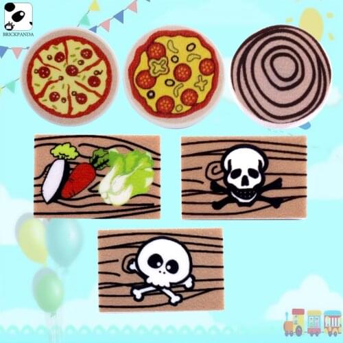 Mini City Printing Building Blocks Minifigs Skull Food Vegetables Pizza Prison Car Accessories Bricks Children Educatianal Toys