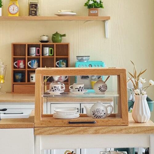 1/12 Dollhouse Miniature Display Cake Cabinet Mini Kitchen Cupboard for Blyth BJD Doll House Furniture Accessories