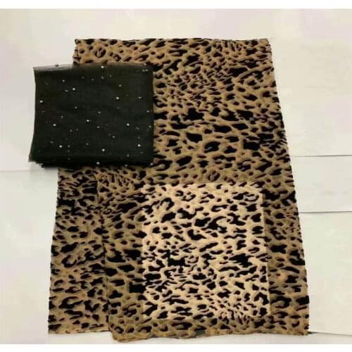 Latest Design High Quality African Printed Velvet Fabric 5+2 Yards/Set for Sewing Material to Women Dress.L99277