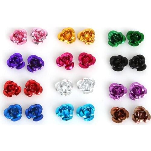 New Approx 100pcs Rose Flower Aluminum Jewelry Findings Spacer Beads For DIY Fashion Bracelet Necklace Making Creative Crafts