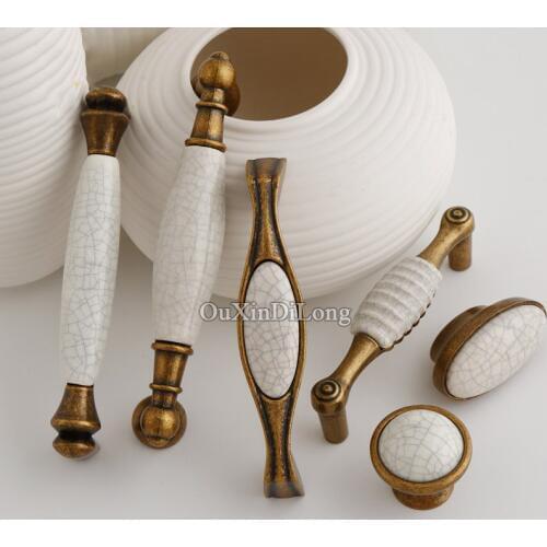 Brand New 10PCS Furniture Handles European Ceramic Crack Drawer Wardrobe Cupboard Kitchen Cabinet Door Pulls Handles and Knobs
