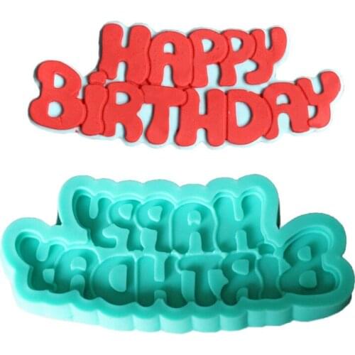 New DIY Happy Birthday Shape Sugarcraft Silicone Molds Letter Gumpaste Chocolate Fondant Cake Decorating Tools for Wholesale