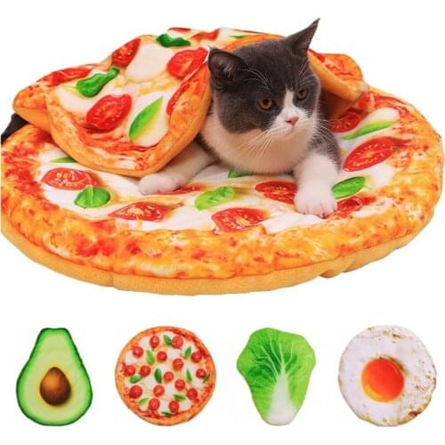 Plush Dog Bed Cushion Cute Dogs Blanket Pet House Round Supplies Eggs Pizza Pet Kennel Super Soft Comfortable Mat For Cat Nest