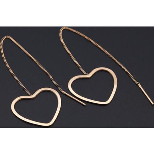 Heart Chain Trendy Brief Titanium Stainless Steel Colors Plated Men Earring Drop Earrings For Women Classic Jewelry