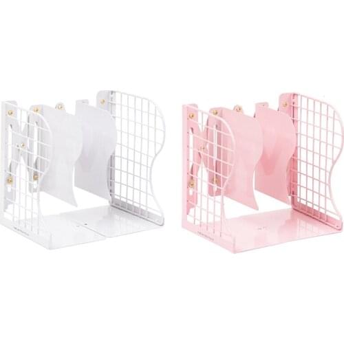 Grid Metal Adjustable Reading Book Bookends Stand Holder Bookshelf Document Magazine Organizer Holder
