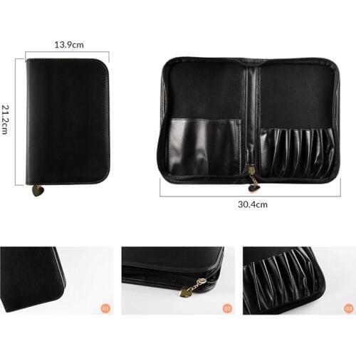 New Anmor Professional Makeup Brushes Bag For Brush Collection High Quality Protect Case Holder Pouch Black PU Leather Only