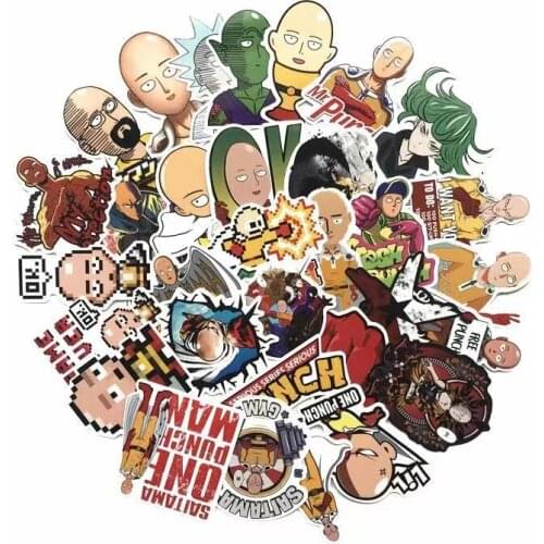 TD ZW 50 Pcs/lot Japanese Anime ONE PUNCH-MAN Stickers For Car Laptop Phone Skateboard Motorcycle Bicycle Cartoon Sticker