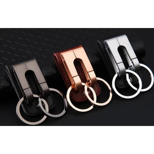 High quality waist hanging keychain through belt genuine leather car keychain key holder sleutelhanger llaveros hombre