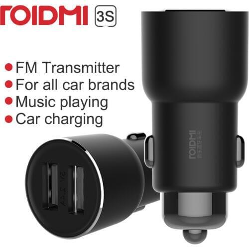 Youpin ROIDMI/ROIDMI 3S 5V/3.4A FM Wireless Bluetooth Car USB Charger Music Player With Smart APP For iPhone 7 5S 6 6S & Android