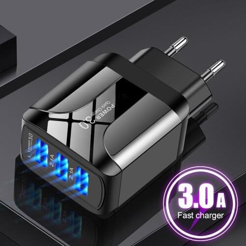 Cargador USB 3,0 de carga rápida para móvil, cargador de pared de viaje para iphone 12 Pro Max, Samsung, Xiaomi, Huawei, UE/EE