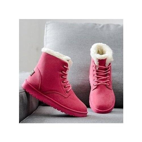 Womens Flat Bottom Breathable Snow Warm Boots Fashion Casual Women Slip On Ankle Boots Plush Footwear
