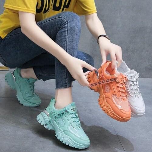 2021 New Ladies Fashion Lace-up Mesh Platform Sneakers Comfortable Running Shoes Woman Sneakers Zapatos De Mujer