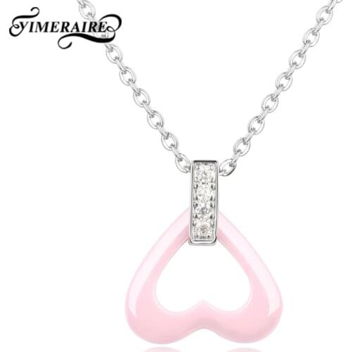 Women Sweet Romance Pink Heart Shaped Pendant Necklaces With Rhinestone Trendy Chain For Lover Wife Anniversary Jewelry Gifts