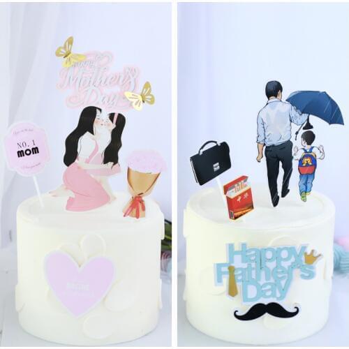 1 set 2020 Card Character shape Father Day Cake Topper Mothers Day Birthday cake gift decoration thanksgiving Baking decoration