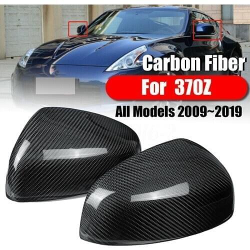 1 Pair Rearview Mirror Cover, Carbon Fiber Side Rear View Mirror Cover Cap for Nissan 370Z Z34 2009-2019