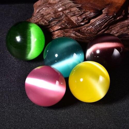 1PCS Colorful Cats eye Opal Ornaments Beautiful Round Cats eye Stone Home Office Decoration Party Holiday Gift Diameter 4CM