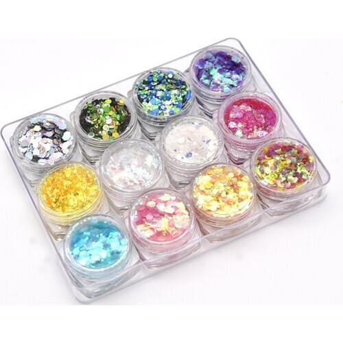 12 colors chunky glitter set makeup glitters set nails glitter sets red