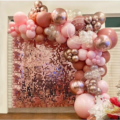 127pcs Retro Pink Balloons Garland Rose Gold Arch Macaron Pink Latex Globos Wedding Birthday Party Decorations Kids Supplies