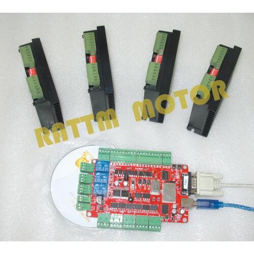 4 Axis CNC controller kit 4 Axis USBCNC Breakout board with FMD2740C 12-48V/DC 4A stepper motor driver for CNC Router Milling