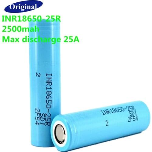 4PCS/1LOT Original For Samsung 18650 2500mAh INR18650-25R 3.7V li-ion 20A discharge 25R high drain 18650 rechargeable battery