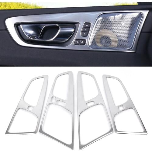 4pcs Car Door handle Bowl Frame Interior Decoration Cover Trim For 2018 2019 Volvo XC60 Stainless Steel