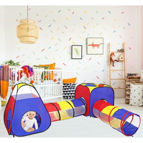 3-in-1 4PCS Kids Ball Pit Play Tent With Crawl Tunnel Jungle Gym Set Indoor And Outdoor Crawling Folding Game House For Kids