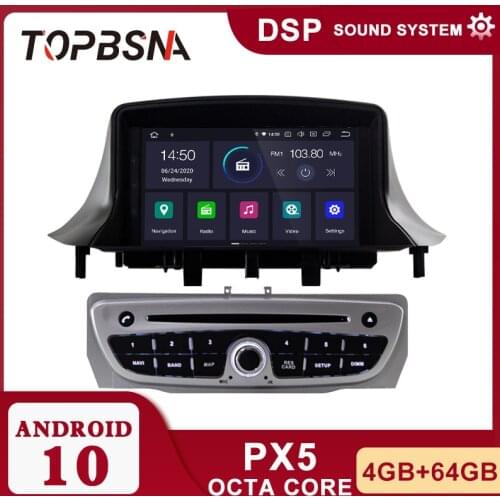 TOPBSNA PX6 Android 10 Car DVD Player for Renault Megane 3/Renault Fluence 2009-2015 GPS Navigation Radio Stereo tape recorder
