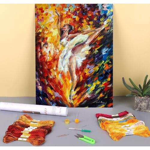 Ballet Dancer Printed Water-Soluble Canvas 11CT Cross Stitch DIY Embroidery Patterns DMC Threads Craft Knitting Needle