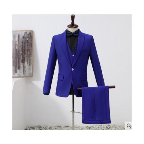 Blazer men Three-piece suit set with pants formal dress mens wedding suits costume singer star style dance stage clothing