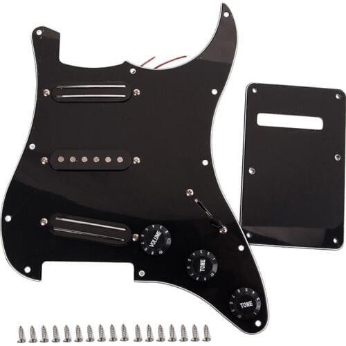 Black 3-Ply Sss Dual Rail Pickups Loaded Prewired Guitar Pickguards For 11 Hole Electric Guitar