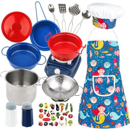 Kids Cooking Kitchen Toys Set Chef Role Play Toys House Pretend Playset Role Play Children Kids Cookware Set Girls Toys