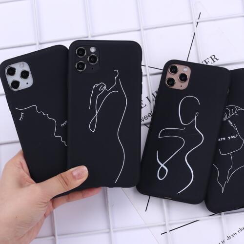 Elegant Beauty Curved Line Phone Cover For iPhone 11 Pro Max X XS XR Max 7 8 7Plus 8Plus 12 SE Soft Silicone Candy Case Fundas