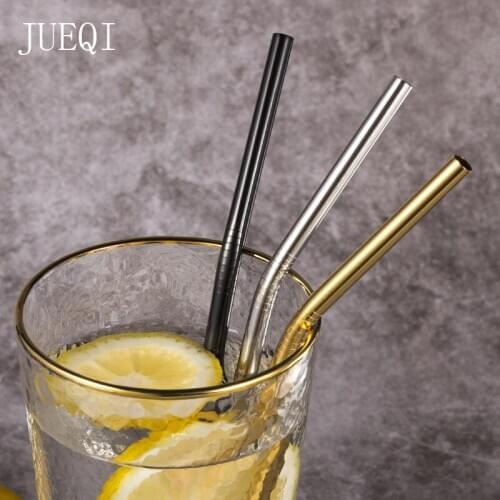 JuiQi 304 Stainless Steel Metal Straw High Quality Reusable Drinking Straw with Cleaning Brush and Storage Pouch