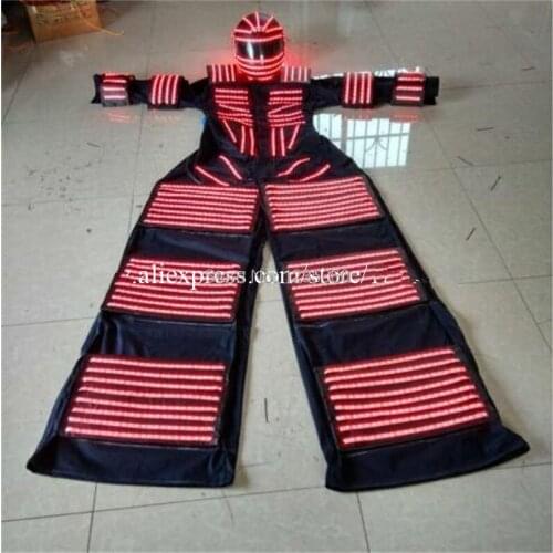 WYY Led Luminous Stilt Robot Suit With LED Helmet Illuminated LED Clothing Growing Light Kryoman Robot Performance Stage Costume