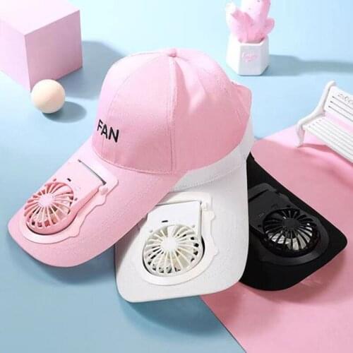 Summer Fan Hat USB Charging Baseball Cap Sunscreen Hat Adjustable Letter Prinded Hat For Outdoor Camping Travel Sunhat Unisex