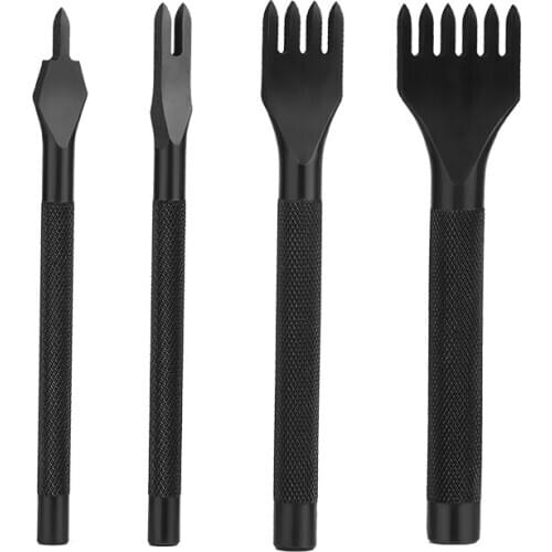 LMDZ 4Pcs 1+2+4+6 Prong Leather Craft Tools Hole Punches Lacing Stitching Working Chisel Handmade Sewing Leather Tool 4MM