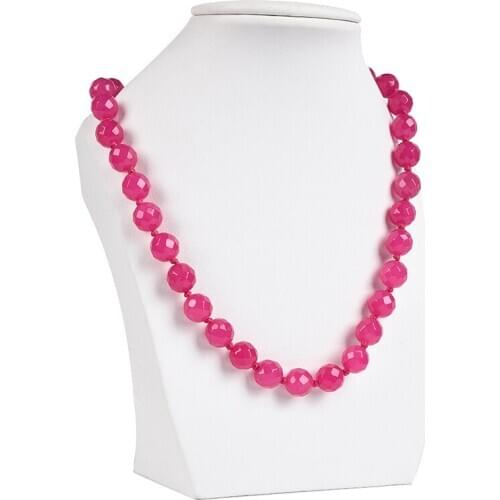 Natural Rose red Chalcedony Gems Necklaces 10mm Beads DIY Handmade Knot Womens Necklace Jewelry Necklace Holiday gifts 18"