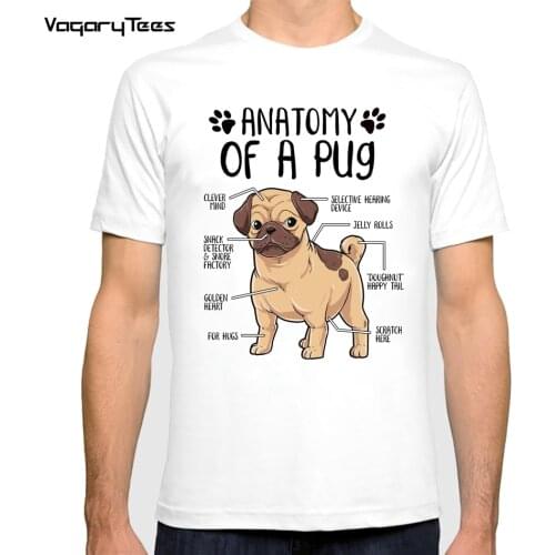 New Summer Mens Animal Funny Pug Anatomy Dog Lover Gift Print men tshirt Cute Casual Tops Dog Lovers Tees unisex streetwear