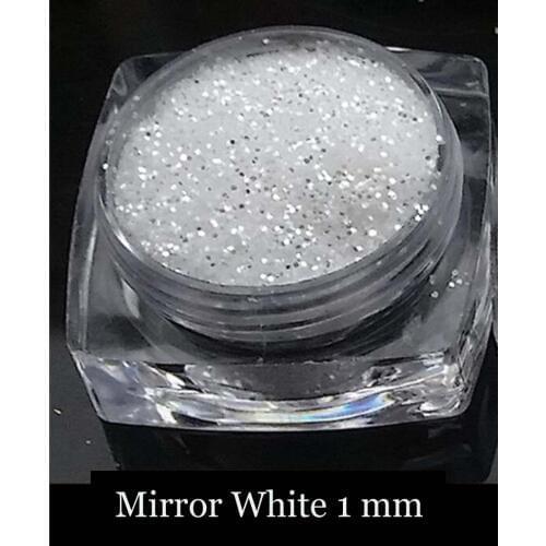 NEW 2017 MGA-01 Mirror White Crystal 1mm Nail Glitter Sequin White Glitter Powder Nail Art Powder Dust Fairy Dust Nail Glitter