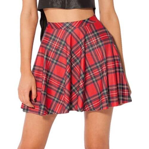 New Summer Sexy Girl Cheering Squad Tutu Plaid Skater Women Candy Color Mini Pleated Skirt Plus Size