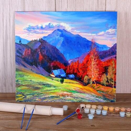 Landscape Autumn Paint By Numbers Set Oil Paints 50*70 Picture By Numbers Photo Decorative Paintings Crafts For Wholesale