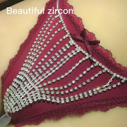 Sexy women shining crystal thong luxury Rhinestone waist chain bikini body jewelry accessories party jewelry wholesale