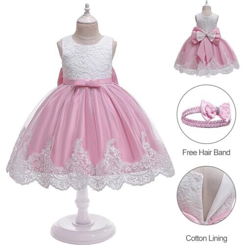 Children Flower Tutu Dress For 3-10 Years Girls Wedding Birthday Party Princess Dresses Kids Lace Gown Costume Clothing Vestidos